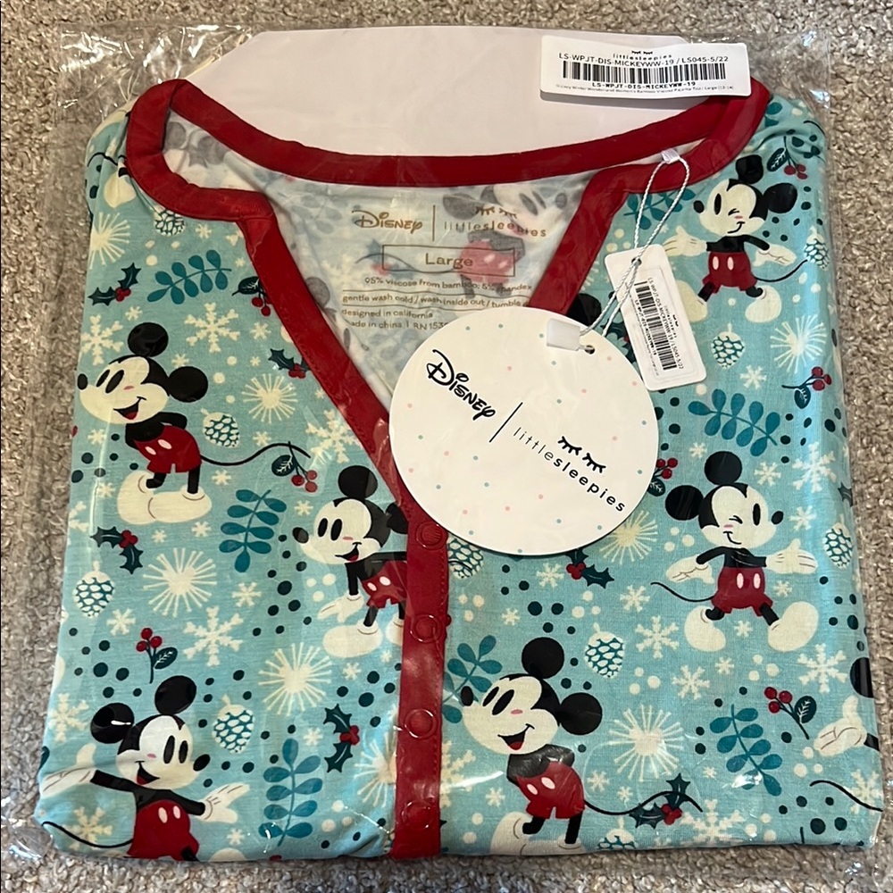 Little Sleepies Mickey Winter Wonderland  Women’s Pajama Top- Size Large 12-14